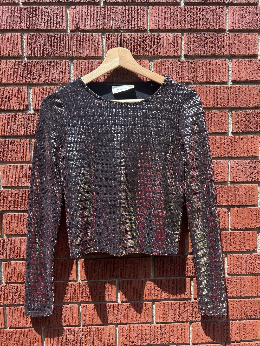 Poison Ivy Copper Sequin Crop Top Medium Party Festival Sparkle